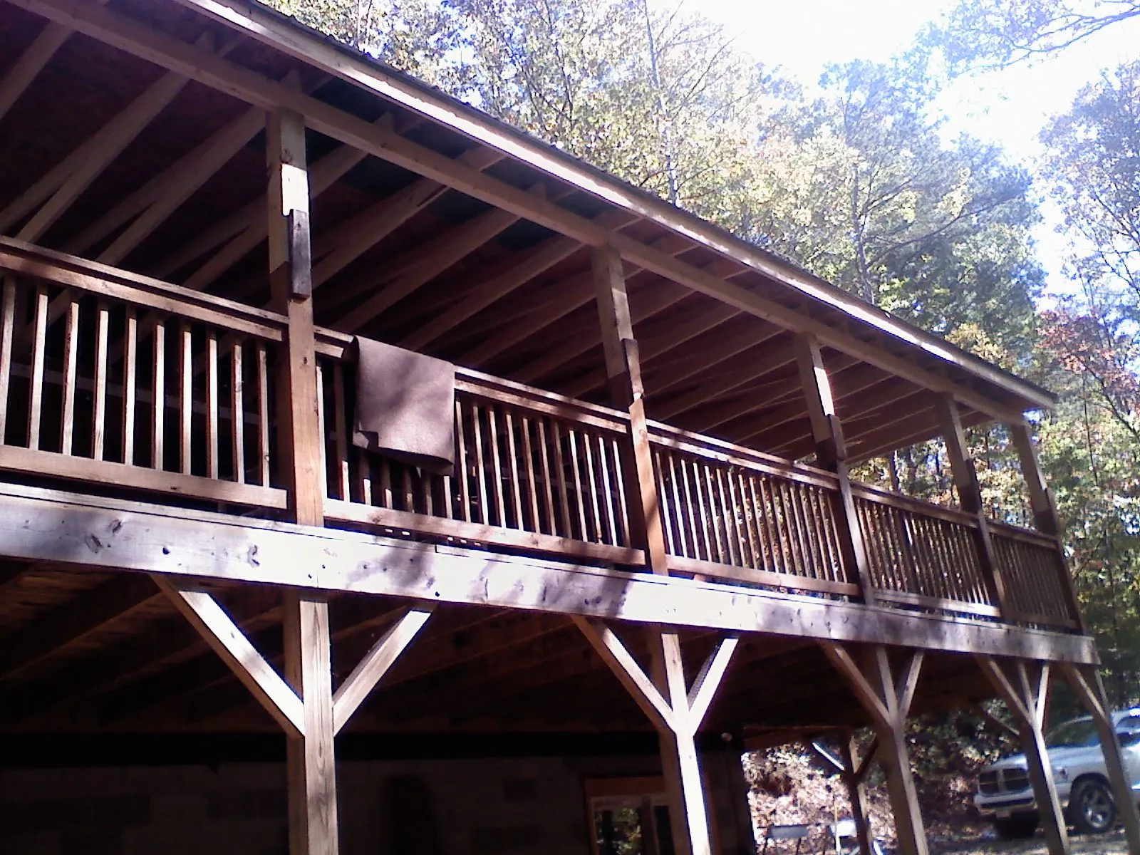 Timber framing under a new elevated porch and deck — Roof Leak Repair in Flovilla by Roofing Brothers